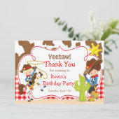 Yeehaw Cowboy Western Birthday Party Dankeskarte (Stehend Vorderseite)