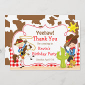 Yeehaw Cowboy Western Birthday Party Dankeskarte (Vorne/Hinten)