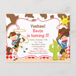 Yeehaw Cowboy Western Birthday Party Postkarte