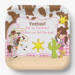Yeehaw Cowgirl Western Birthday Party Pappteller