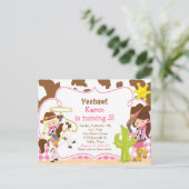 Yeehaw Cowgirl Western Birthday Party Postkarte (Stehend Vorderseite)