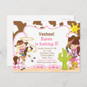 Yeehaw Cowgirl Western Birthday Party Postkarte (Vorne/Hinten)