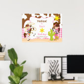 Yeehaw Cowgirl Western Birthday Poster (Heimbüro)