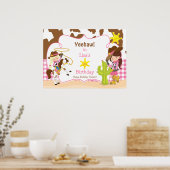 Yeehaw Cowgirl Western Birthday Poster (Küche)