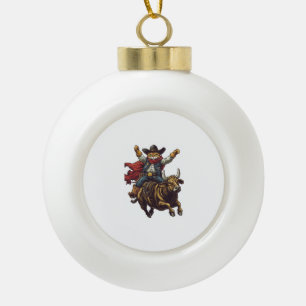 Yeehaw Kitty - Wild West Cat Cowboy Rodeo Keramik Kugel-Ornament