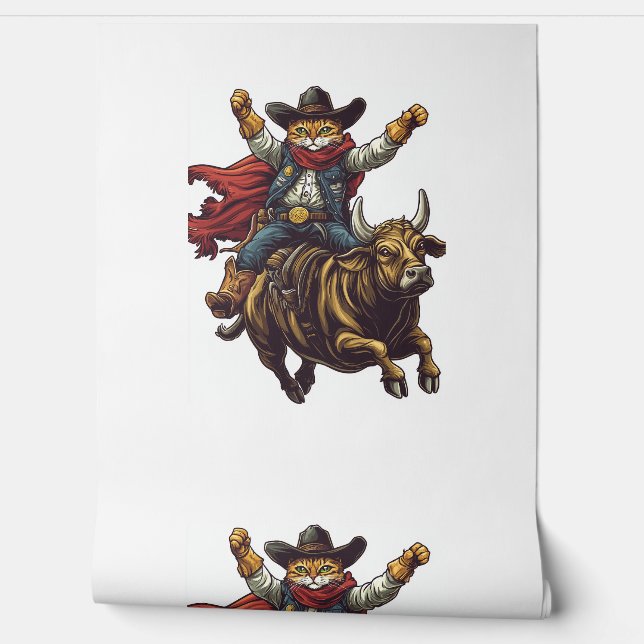 Yeehaw Kitty - Wild West Cat Cowboy Rodeo Tapete (Abrollen)
