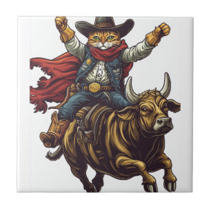 Yeehaw Kitty � Wilde Western Katze Cowboy Rodeo Fliese