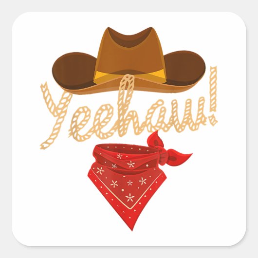 Yeehaw Western Country Howdy Southern Cowboy Yeh H Quadratischer Aufkleber (Vorderseite)
