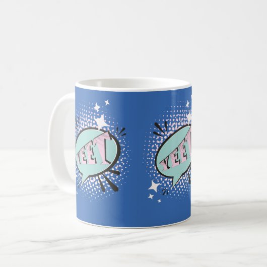 YEET Comic Speech Bubble Funny Meme Dark Blue Kaffeetasse (Vorderseite Links)