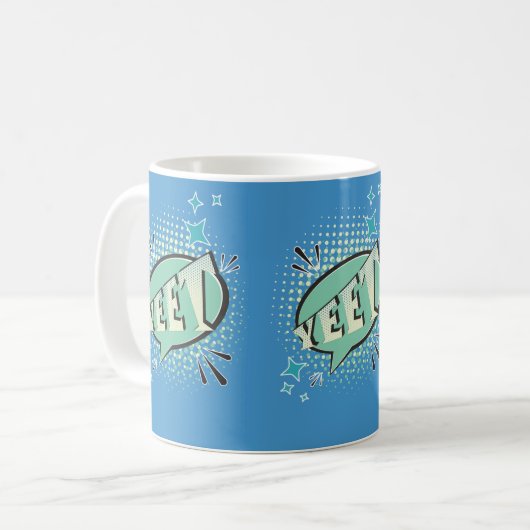 YEET Comic Sprechblase Funny Meme Light Green Kaffeetasse (Vorderseite Links)