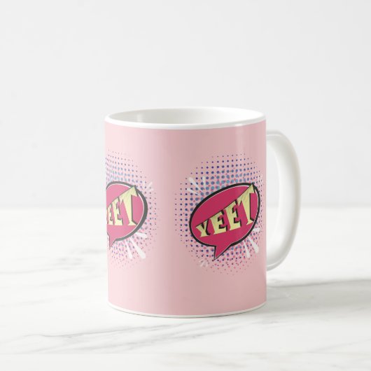 YEET Comic Sprechblase Funny Pink Kaffeetasse (VorderseiteRechts)
