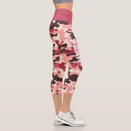 Yeet Pink und Magenta Camouflage Capri Leggings