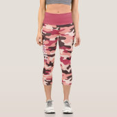 Yeet Pink und Magenta Camouflage Capri Leggings (Vorderseite)