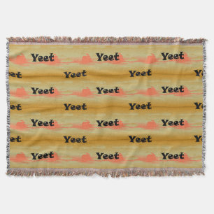 Yeet Schwarzer Text Vintage-Sonnenuntergang Yeeted Decke