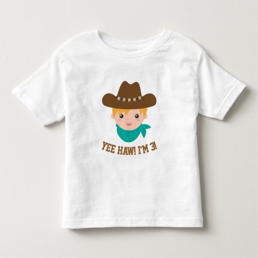 Yeh Haw, Niedlicher kleiner Cowboy ist 3 Kleinkind T-shirt (Vorderseite)