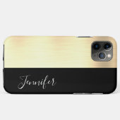 Yel Gold, Black Stripe DIY Name, White Script Case-Mate iPhone Hülle (Rückseite (Horizontal))