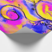 YELLLOW BLAUE PINK WHIMSICAL BLUME Fantasy Floral Geschenkpapier (Ecke)