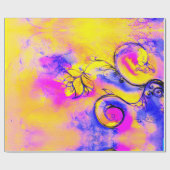 YELLLOW BLAUE PINK WHIMSICAL BLUME Fantasy Floral Geschenkpapier (Flach)