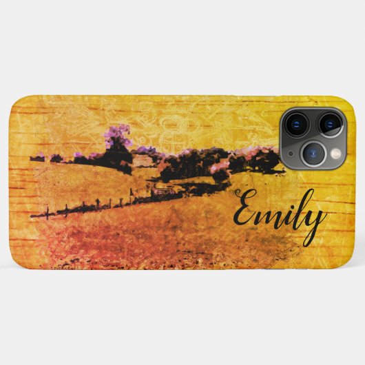Yello Countryside Doodle & your name Case-Mate iPhone Hülle (Rückseite (Horizontal))