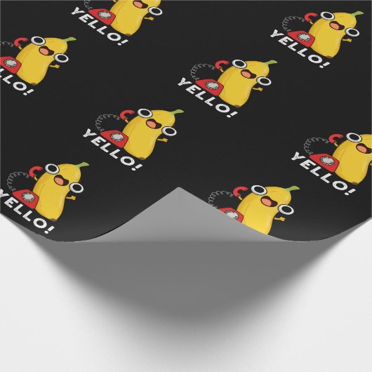 Yello Funny Frucht Yellow Banana Pun Dark BG Geschenkpapier (Ecke)