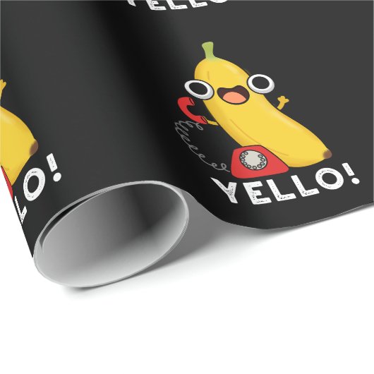 Yello Funny Frucht Yellow Banana Pun Dark BG Geschenkpapier (Rolleneckpunkt)