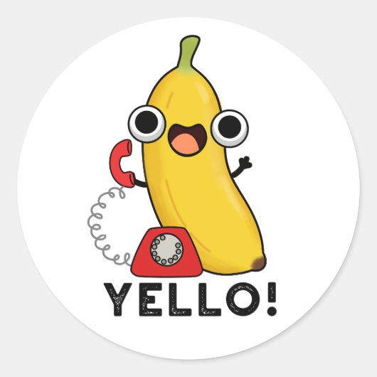 Yello Funny Frucht Yellow Banana Pun Runder Aufkleber (Vorderseite)
