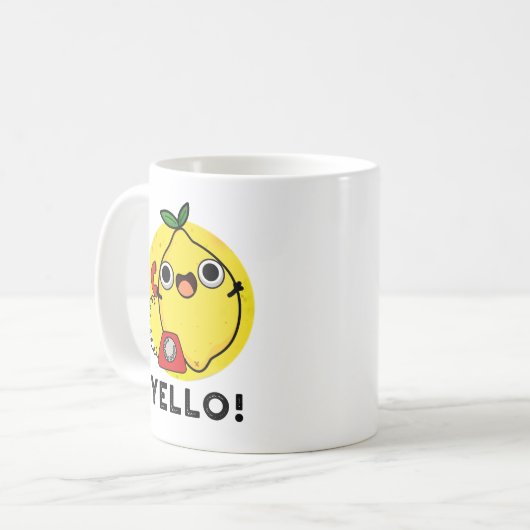 Yello Funny Yellow Lemon Pun Kaffeetasse (Vorderseite Links)