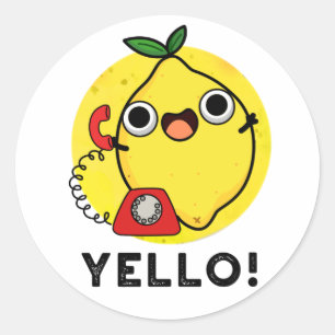 Yello Funny Yellow Lemon Pun Runder Aufkleber