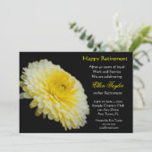 Yello und Schwarz-Blumenruhestands-Party Einladung (Stehend Vorderseite)