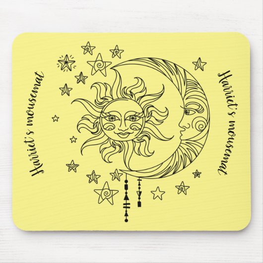 YelloMoon und Stars mousemat - kann personalisiert Mousepad (Vorne)