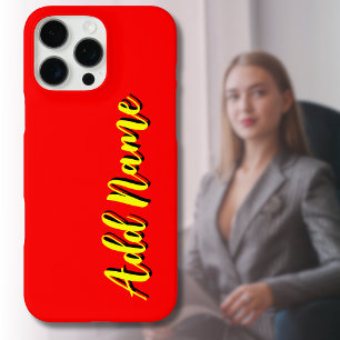 Yellow 3D Black Modern Name Trendy Cool Red iPhone 16 Pro Max Hülle