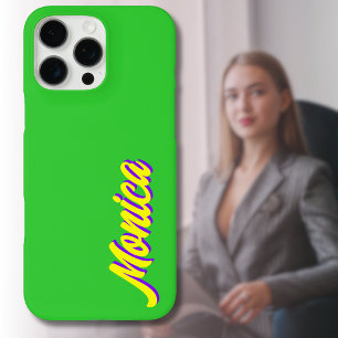 Yellow 3D Indigo Moderner Name Funny Lime Green iPhone 16 Pro Max Hülle