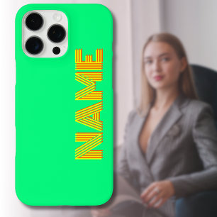 Yellow 3D Orange Moderner Name Funny Spring Gree iPhone 16 Pro Max Hülle