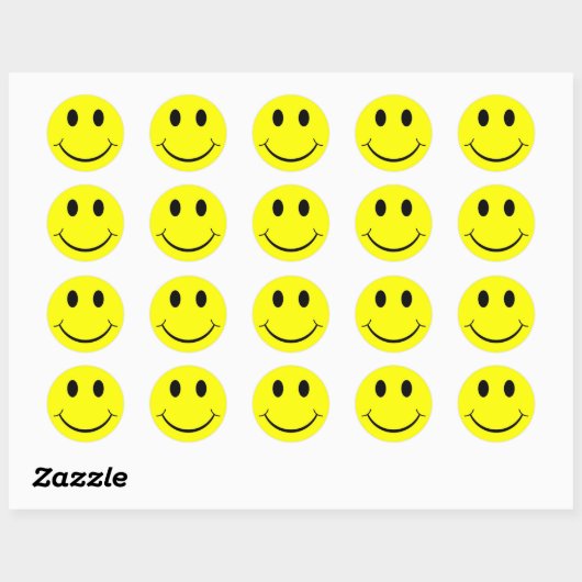 Yellow 70er Happy Face Stickers (Blatt)