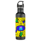 Yellow 80er Memphis Abstrakt Style Retro Monogram Edelstahlflasche (Vorderseite)