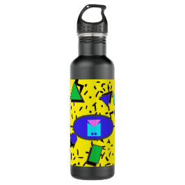 Yellow 80er Memphis Abstrakt Style Retro Monogram Edelstahlflasche