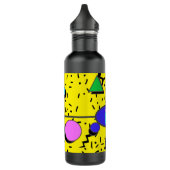 Yellow 80er Memphis Abstrakt Style Retro Monogram Edelstahlflasche (Links)