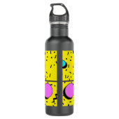 Yellow 80er Memphis Abstrakt Style Retro Monogram Edelstahlflasche (Rückseite)
