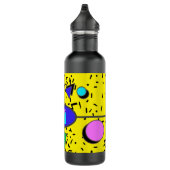 Yellow 80er Memphis Abstrakt Style Retro Monogram Edelstahlflasche (Rechts)