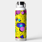 Yellow 80er Memphis Abstrakt Style Retro Monogram Trinkflasche (Rückseite)