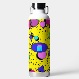 Yellow 80er Memphis Abstrakt Style Retro Monogram Trinkflasche