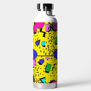 Yellow 80er Memphis Abstrakt Style Retro Monogram Trinkflasche