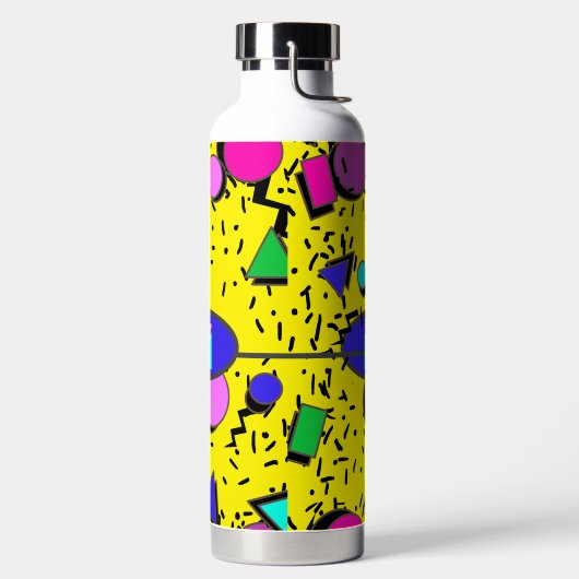 Yellow 80er Memphis Abstrakt Style Retro Monogram Trinkflasche (links)