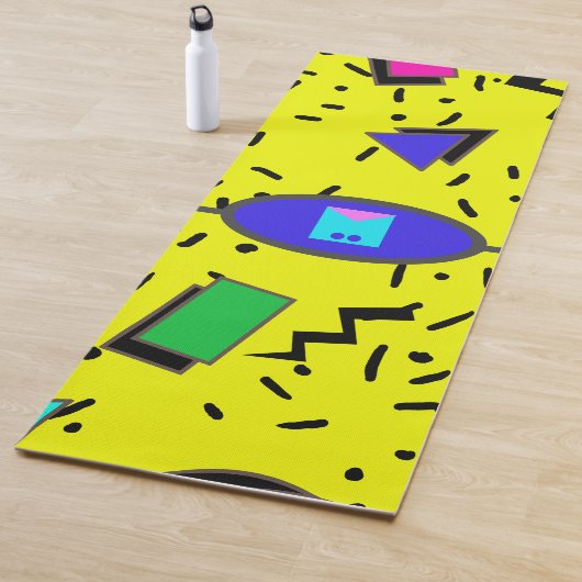 Yellow 80er Memphis Abstrakt Style Retro Monogram Yogamatte (Beispiel)