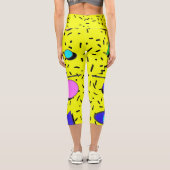 Yellow 80er Memphis Abstrakt Style Retro Nahtlos Capri Leggings (Rückseite)