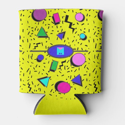 Yellow 80er Memphis Abstrakt Style Retro Nahtlos Dosenkühler (Vorderseite)