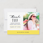 Yellow Abschluss Foto Vielen Dank Dankeskarte (Vorderseite)