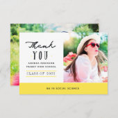 Yellow Abschluss Foto Vielen Dank Dankeskarte (Vorne/Hinten)