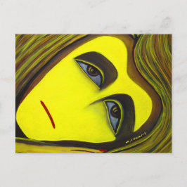 Yellow Abstract Art Card From Original Painting Postkarte