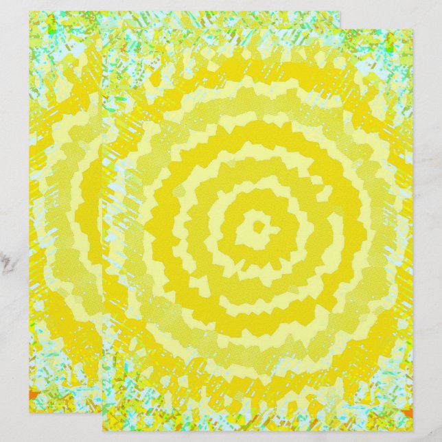 Yellow Abstract Flower Scrapbook Paper 2-Sided Pag (Vorne/Hinten)